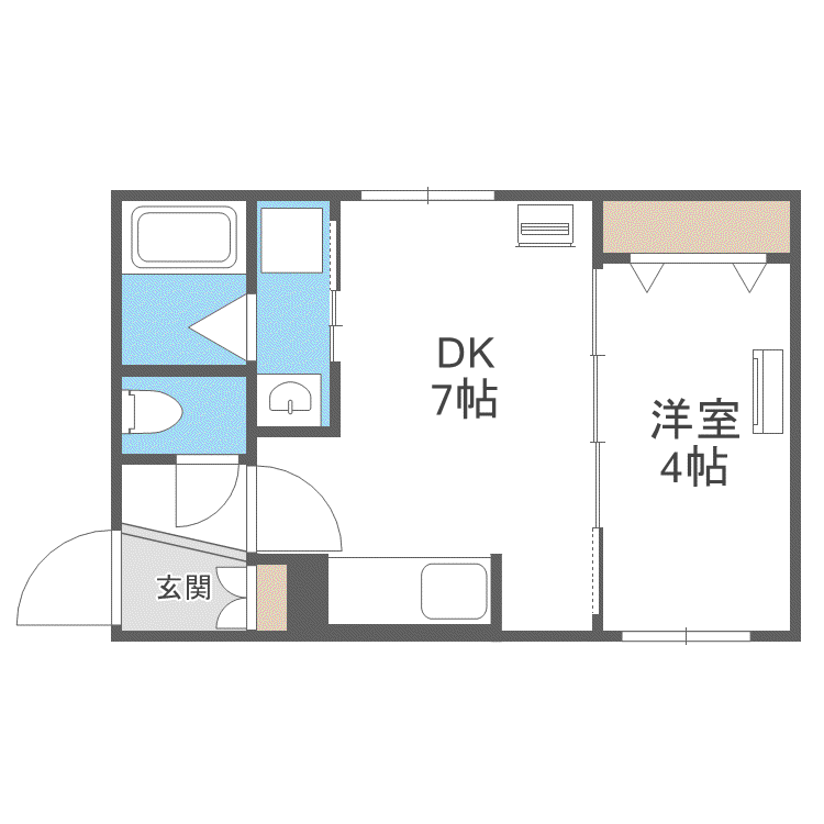 アールズ・コート平岸II(1DK/4階)の間取り写真