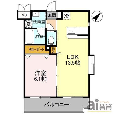 リラッサーレ II(1LDK/1階)の間取り写真