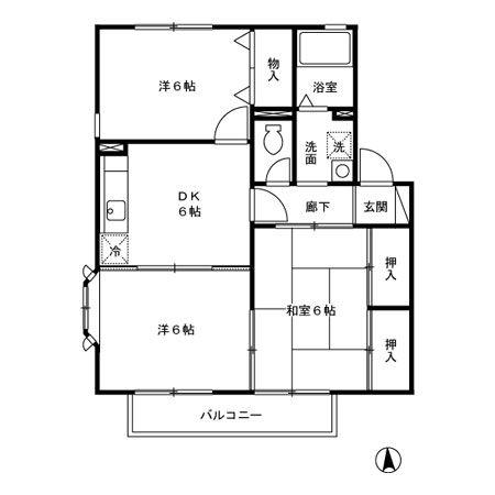 エスポアール・アイ A棟(3DK/2階)の間取り写真