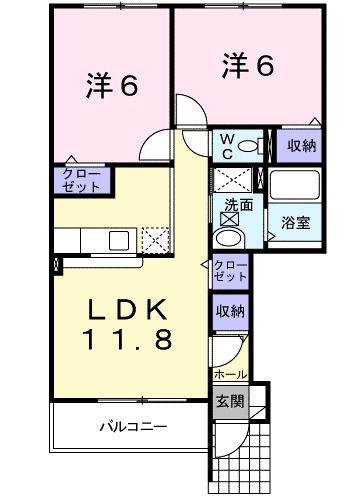 メゾンKT7号棟(2LDK/1階)の間取り写真
