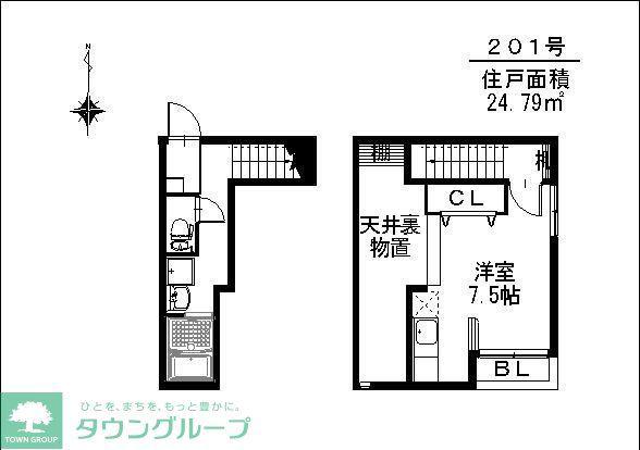 セレス姪浜(ワンルーム/2階)の間取り写真