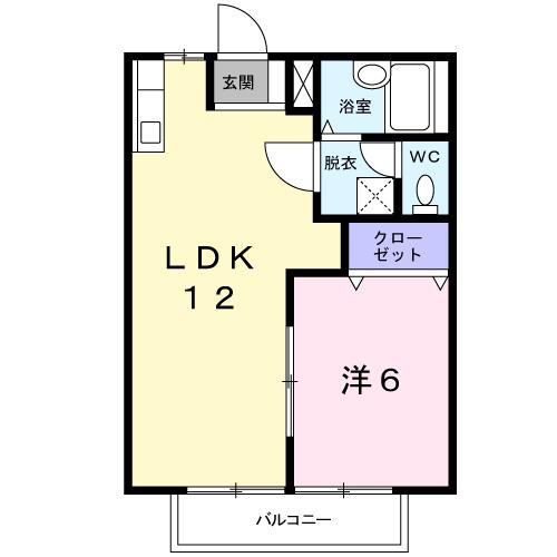 シティハイツ堀越I(1LDK/2階)の間取り写真