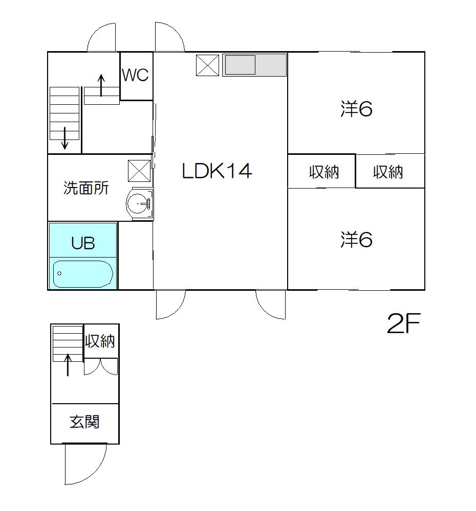 オール電化ドミールK2(2LDK/2階)の間取り写真