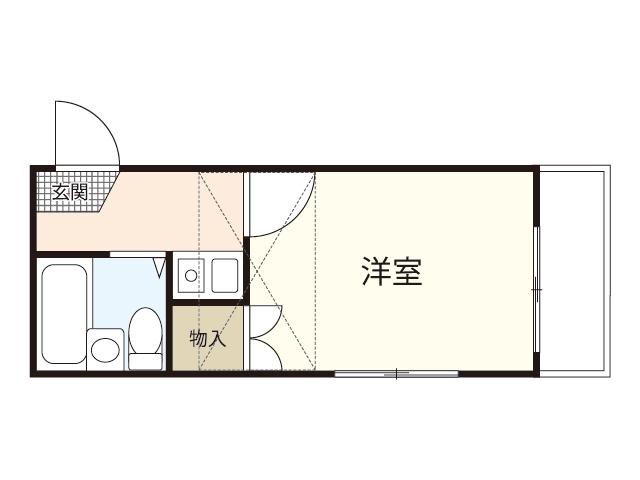 スカイヒルズ廿日市本町(1K/1階)の間取り写真