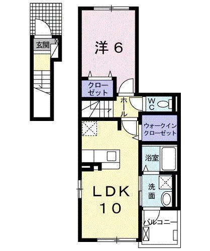 サクセス ツリー I(1LDK/2階)の間取り写真
