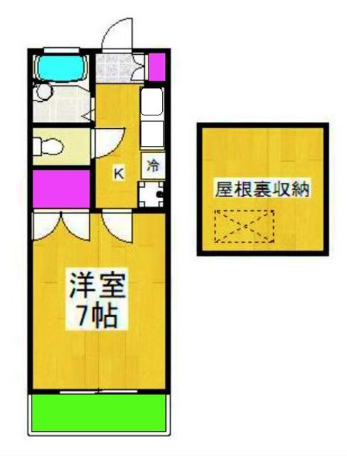 アベニール百合丘(1K/2階)の間取り写真