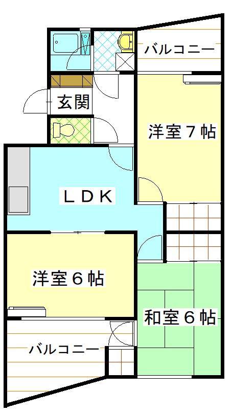 メゾンルミネA(3DK/2階)の間取り写真