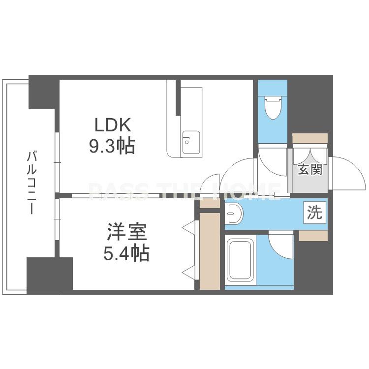 ノブレ梅北(1LDK/5階)の間取り写真