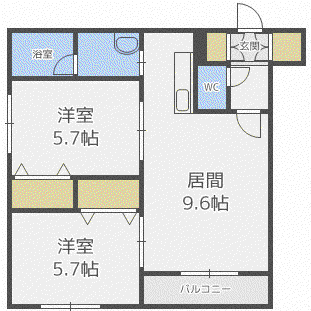 ソレイユ宮の沢(2LDK/3階)の間取り写真