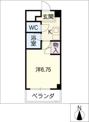 グレイス国府宮(1K/4階)の間取り写真