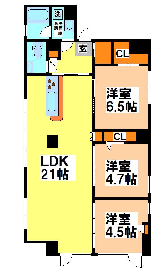 第二長谷ビル(3LDK/3階)の間取り写真