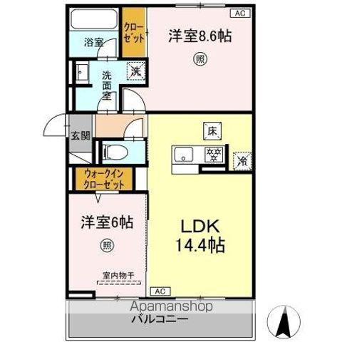 リヴィエール友丘(2LDK/1階)の間取り写真