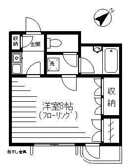 フラット19-88(1K/2階)の間取り写真