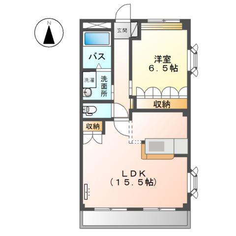 サン・ソレイユ西条壱番館(1LDK/1階)の間取り写真