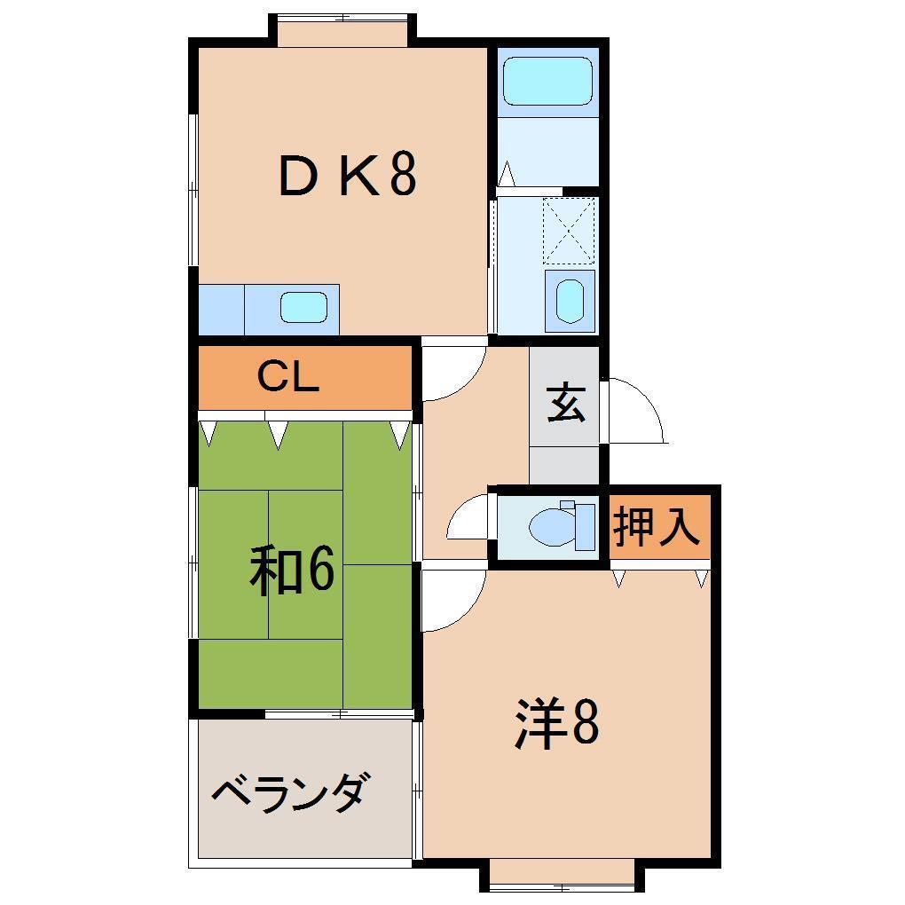 T・YクレストA(2DK/2階)の間取り写真