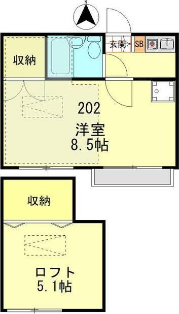 メゾンドロワール(1K/2階)の間取り写真