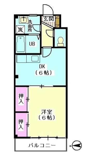 ブラウンコート(1DK/3階)の間取り写真