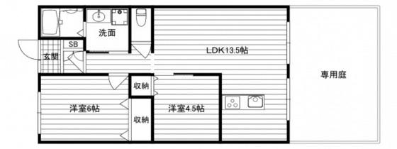 ボイス大河(2LDK/1階)の間取り写真