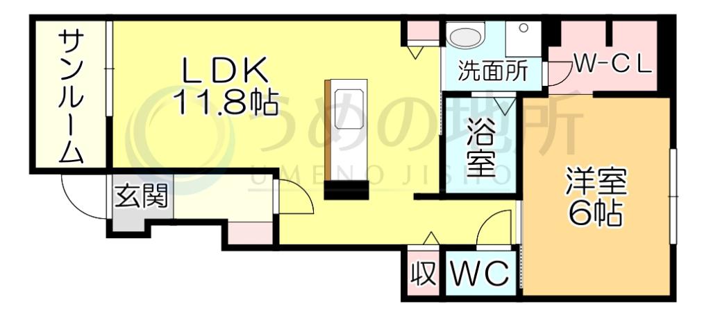 リヴェール恋町 I(1LDK/1階)の間取り写真