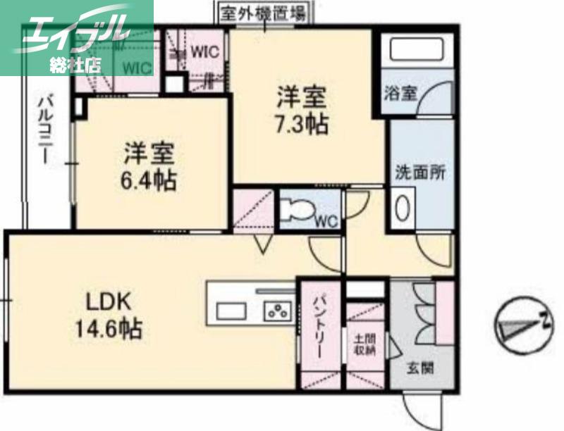 コモンドーレ(2LDK/3階)の間取り写真