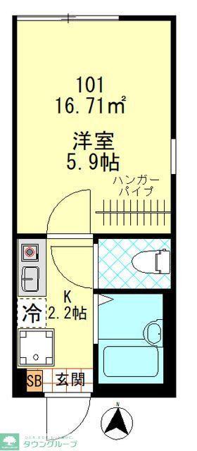 GRAND LOUVRE 平和島(1K/1階)の間取り写真