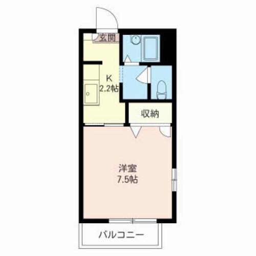 アムール(1K/2階)の間取り写真