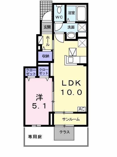 ラヴェニールI(1LDK/1階)の間取り写真