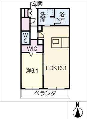 アパートメント藤沢(1LDK/1階)の間取り写真