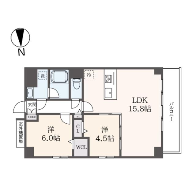 YAZAKICHO APARTMENT(2LDK/1階)の間取り写真