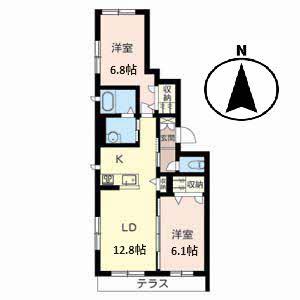 CASA MONSER(2LDK/1階)の間取り写真