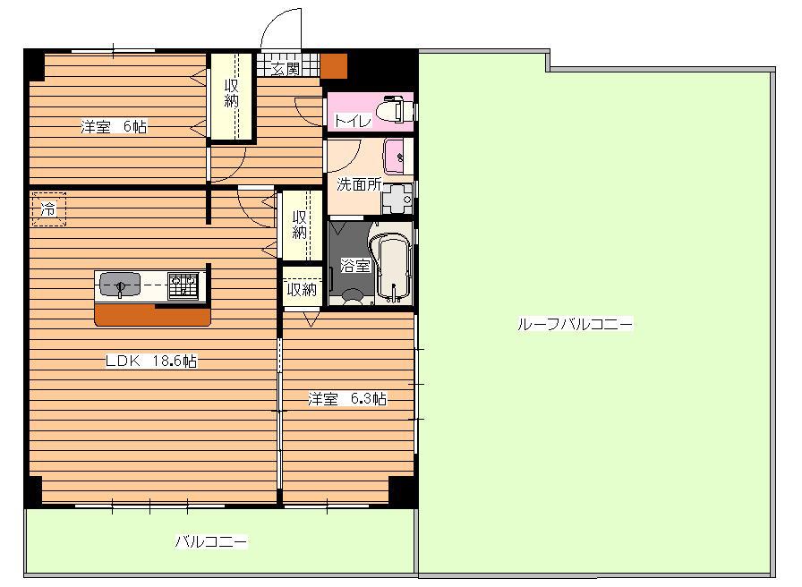 ヴァンベール96(2LDK/5階)の間取り写真