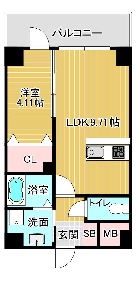 第47川崎ビル(1LDK/2階)の間取り写真