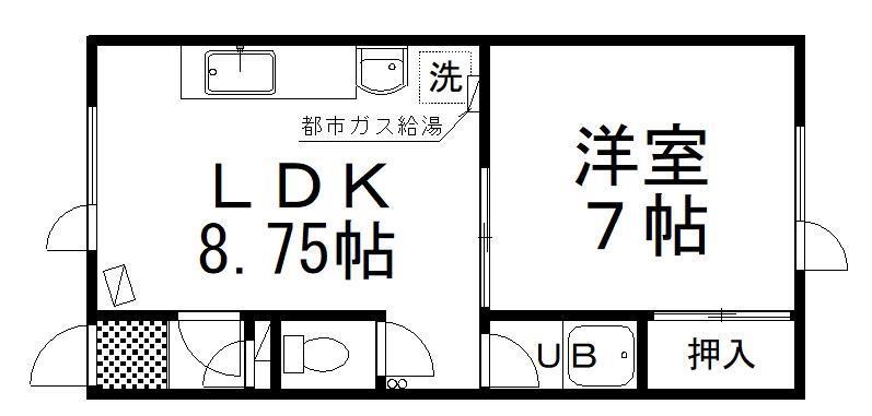 GRAND HEIGHTS(1LDK/2階)の間取り写真