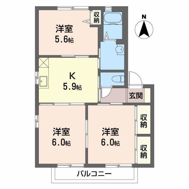 カーサ アコルデA(3K/2階)の間取り写真