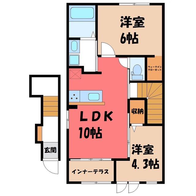 エトワール II(2LDK/2階)の間取り写真