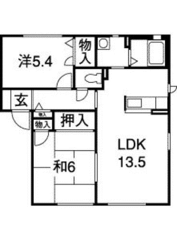 高木一番館E棟(2LDK/2階)の間取り写真