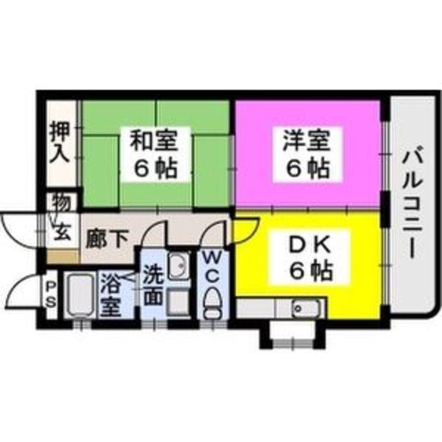 プチメゾン茜(2DK/2階)の間取り写真