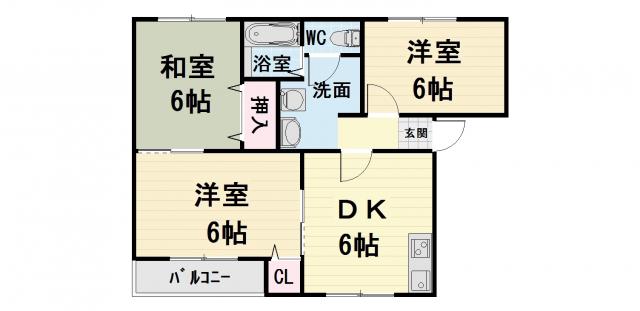 伊勢の森ハイツ(3DK/2階)の間取り写真