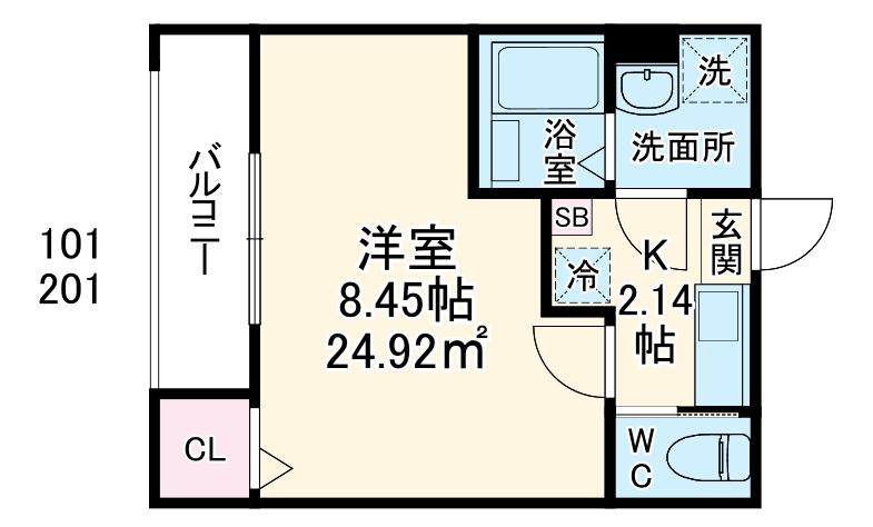 GRADUS検見川町(1K/1階)の間取り写真