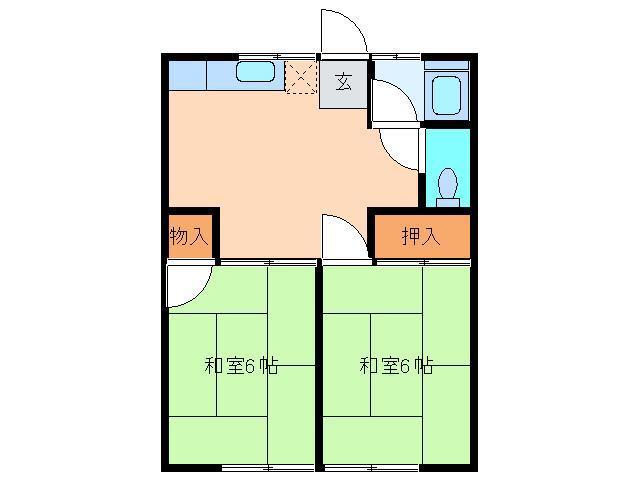 シティハイム陽光(2DK/1階)の間取り写真