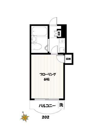 エメラルドハイツ(1K/2階)の間取り写真