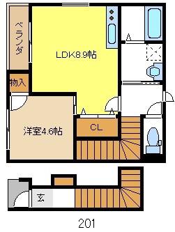 ロマネス豊(1LDK/2階)の間取り写真
