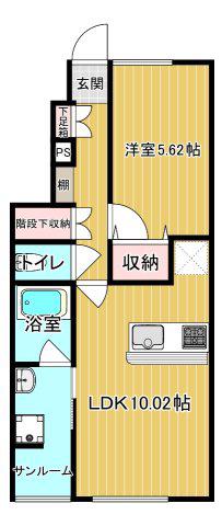 クリスタルステージII(1LDK/1階)の間取り写真