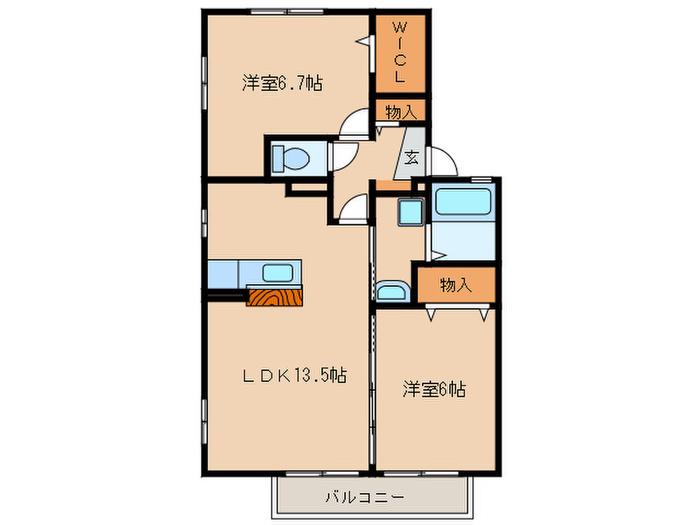 ルミエールTM A棟(2LDK/1階)の間取り写真