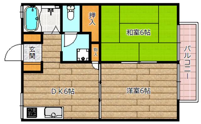 芥川シティハイツ(2DK/1階)の間取り写真