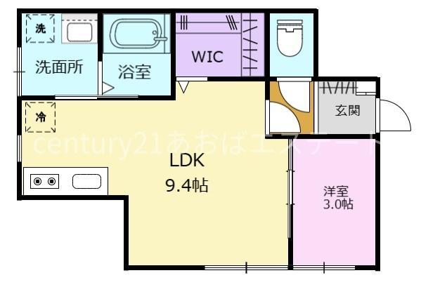 EL VITA四ツ葉町(1LDK/1階)の間取り写真
