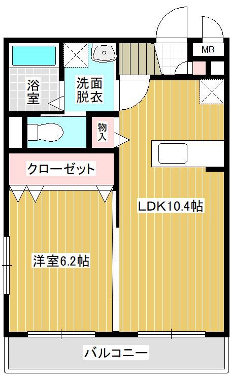 サンフェリーチェ神栖(1LDK/2階)の間取り写真