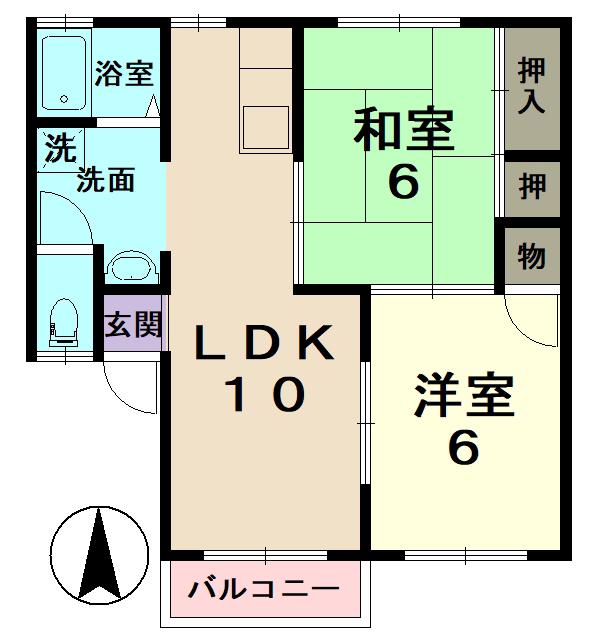 サニーハイツ須後A・B(2LDK/1階)の間取り写真