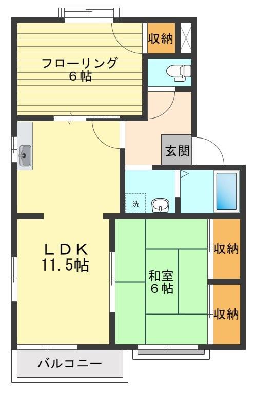 メゾンシルクB(2LDK/1階)の間取り写真