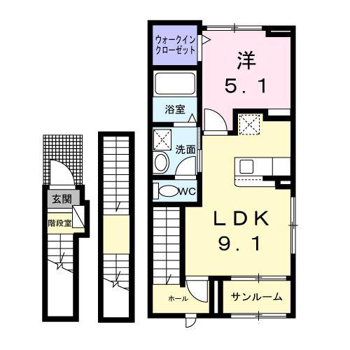 セレニテ C(1LDK/3階)の間取り写真